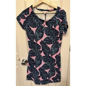 Lilly Pulitzer Dress Womens‎ Small Blue Pink Floral Tammy French Terry UPF 50+
